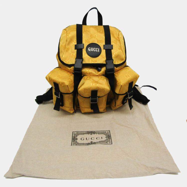 Pre Owned Gucci Yellow/Black GG Nylon Off The Grid Backpack