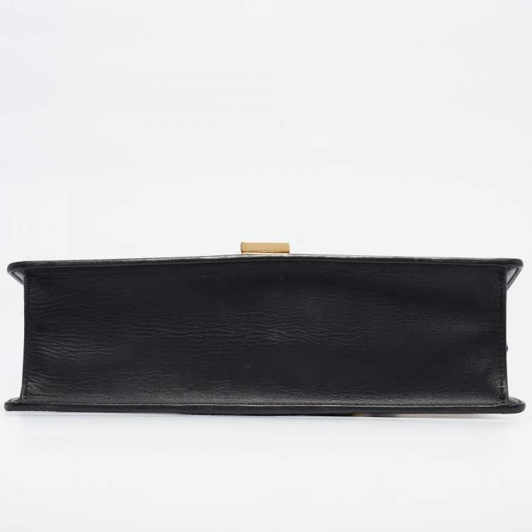 Pre Owned Gucci Black Leather Small Web Sylvie Shoulder Bag