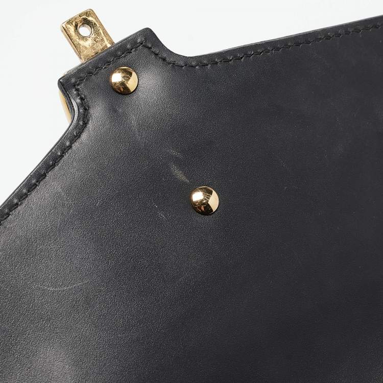 Pre Owned Gucci Black Leather Small Web Sylvie Shoulder Bag