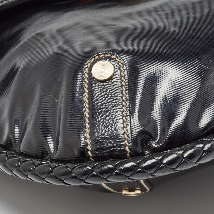 Pre Owned Gucci Black Coated Canvas and Leather Britt Tassel Hobo