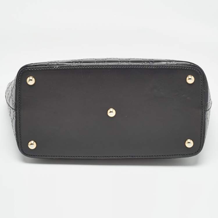 Pre Owned Gucci Black Guccissima Leather Zip Tote
