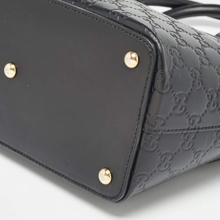 Pre Owned Gucci Black Guccissima Leather Zip Tote