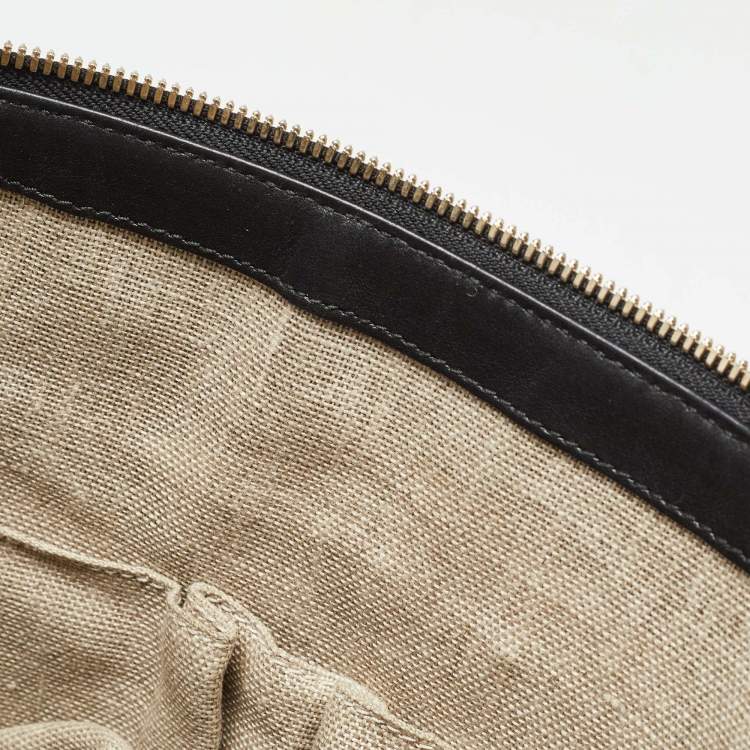 Pre Owned Gucci Black Guccissima Leather Zip Tote
