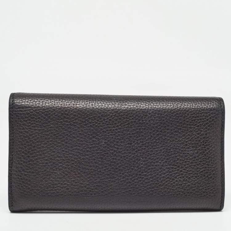 Pre Owned Gucci Black Leather GG Marmont Continental Wallet