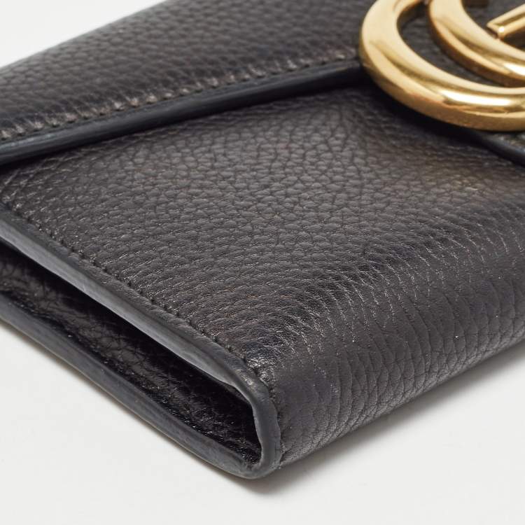 Pre Owned Gucci Black Leather GG Marmont Continental Wallet