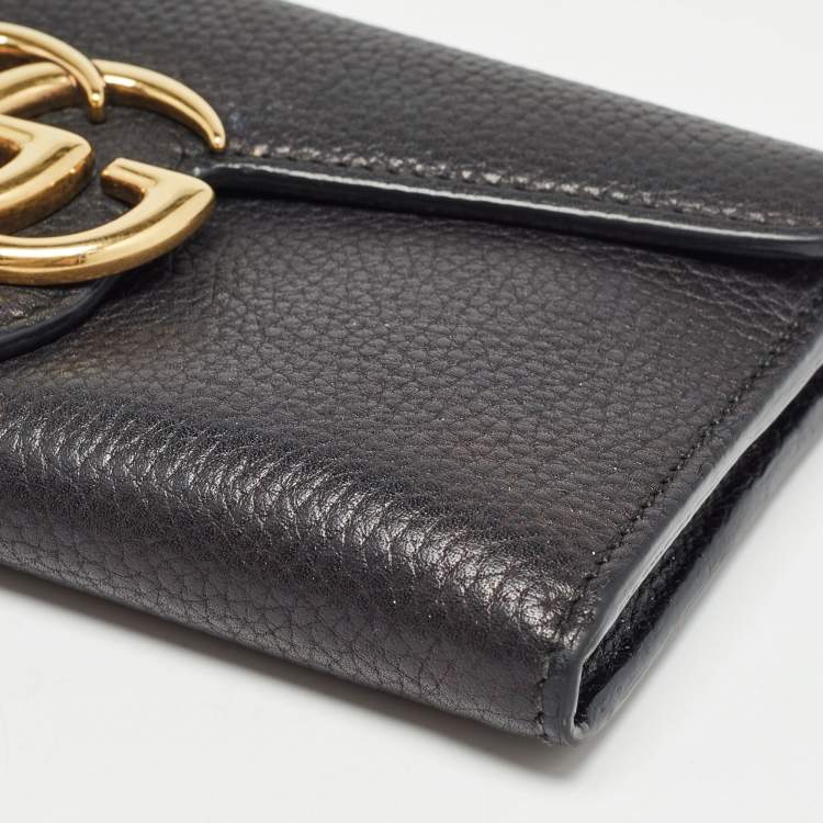 Pre Owned Gucci Black Leather GG Marmont Continental Wallet