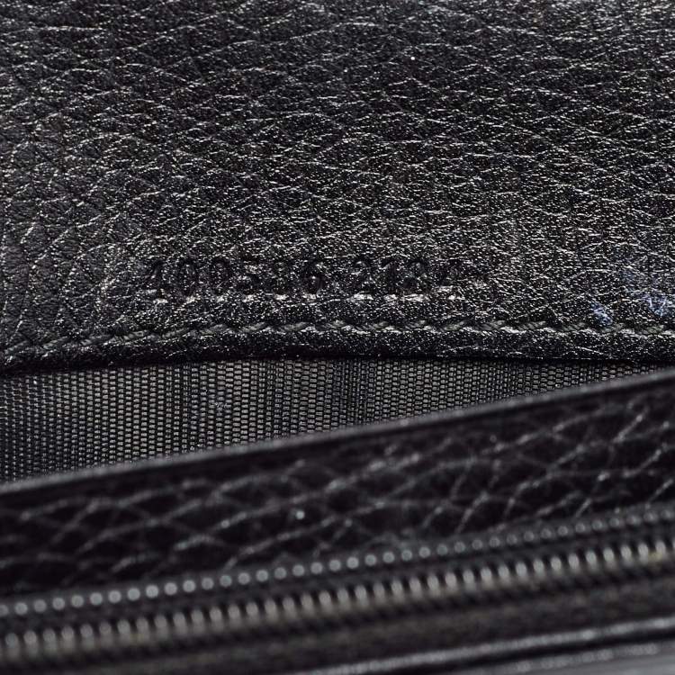 Pre Owned Gucci Black Leather GG Marmont Continental Wallet