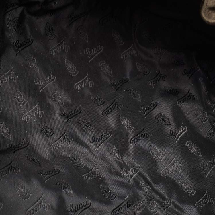 Pre Owned Gucci Olive Green Suede Hysteria Tote