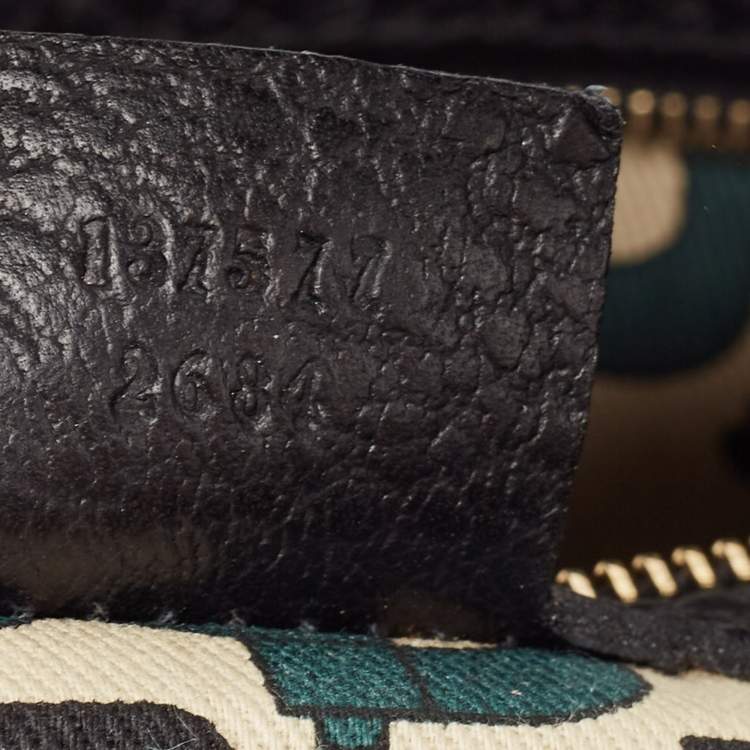 Pre Owned Gucci Black Leather Bamboo Ring Hobo