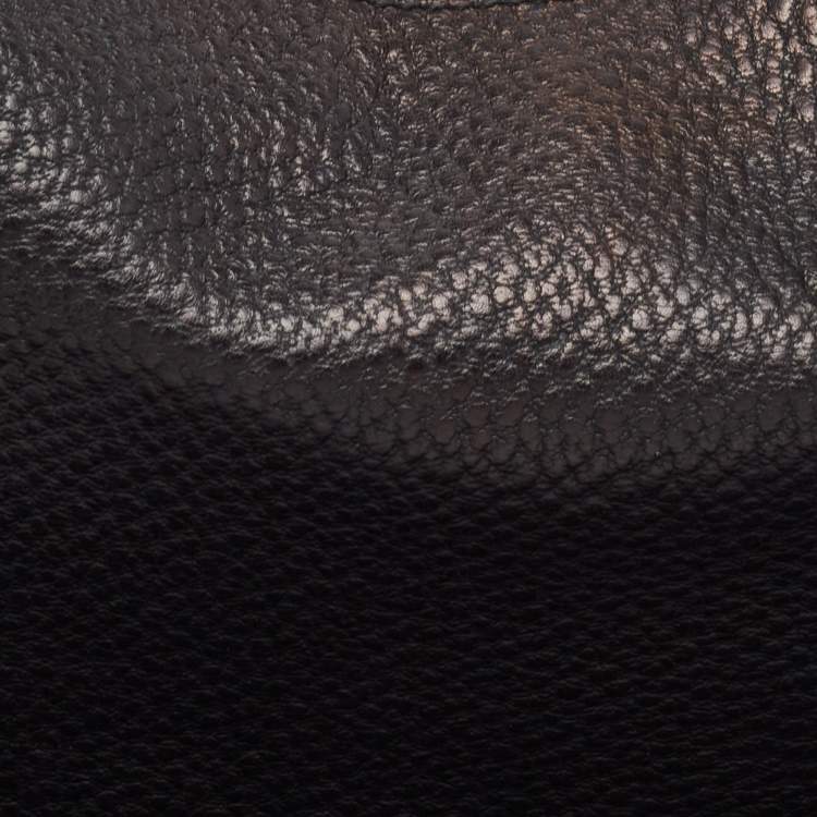 Pre Owned Gucci Black Leather Bamboo Ring Hobo