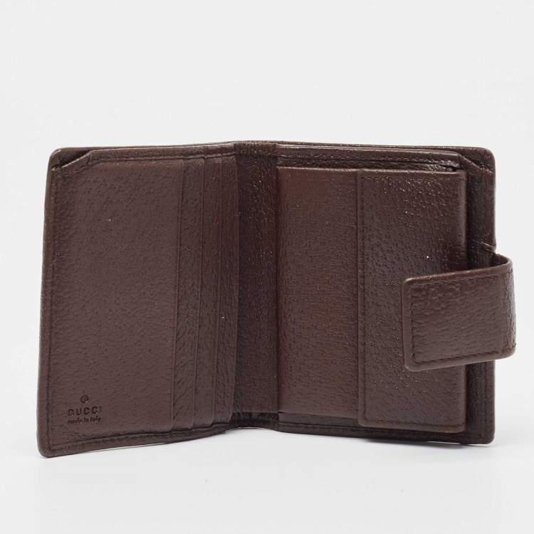 Pre Owned Gucci Beige/Brown GG Canvas and Leather Flap Bifold Wallet