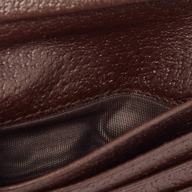 Pre Owned Gucci Beige/Brown GG Canvas and Leather Flap Bifold Wallet