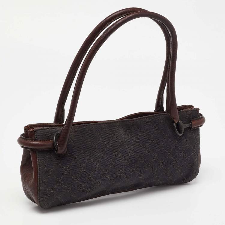 Pre Owned Gucci Brown GG Canvas and Leather Satchel