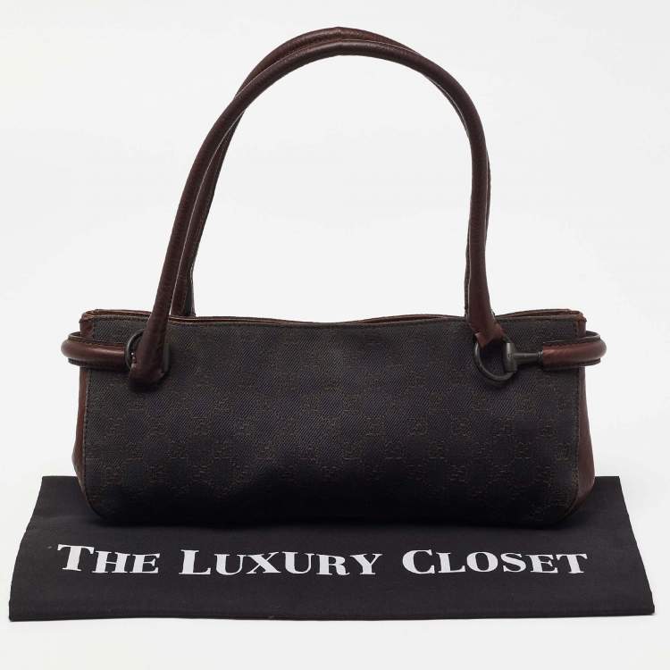 Pre Owned Gucci Brown GG Canvas and Leather Satchel