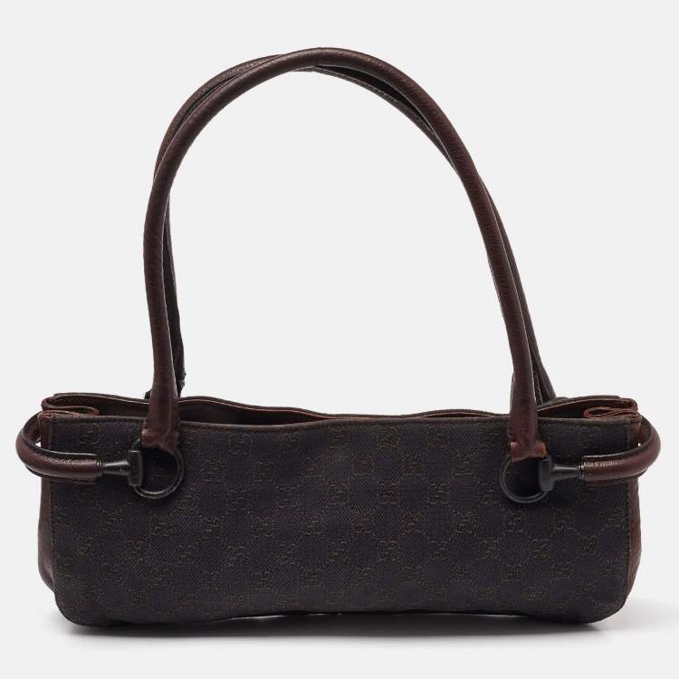 Pre Owned Gucci Brown GG Canvas and Leather Satchel