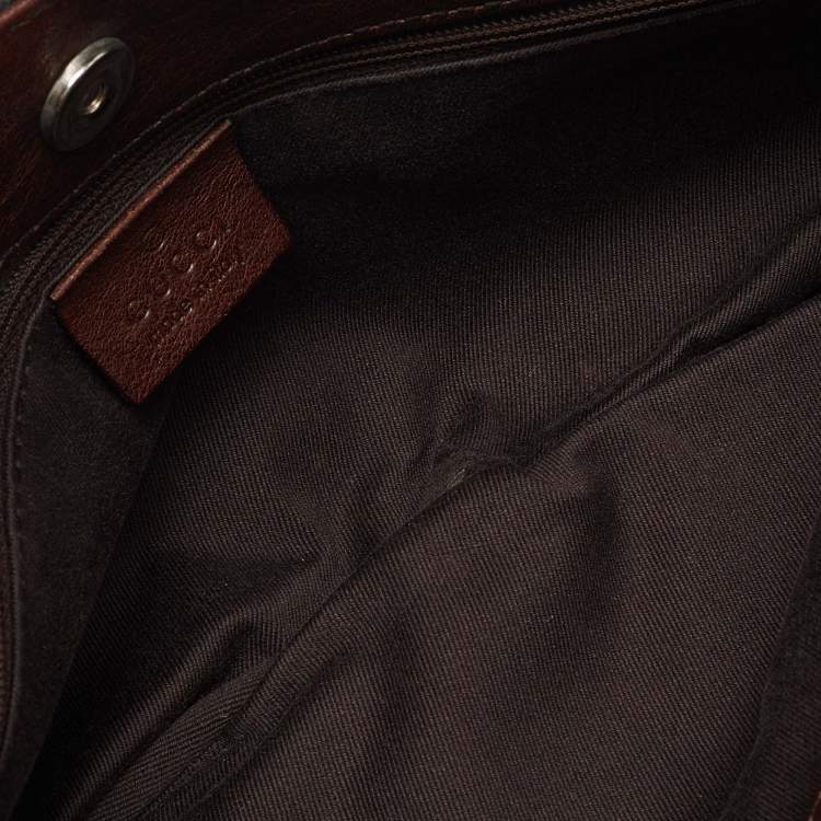 Pre Owned Gucci Brown GG Canvas and Leather Satchel