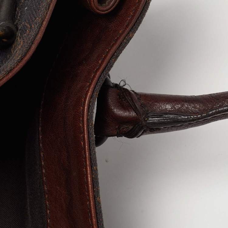 Pre Owned Gucci Brown GG Canvas and Leather Satchel