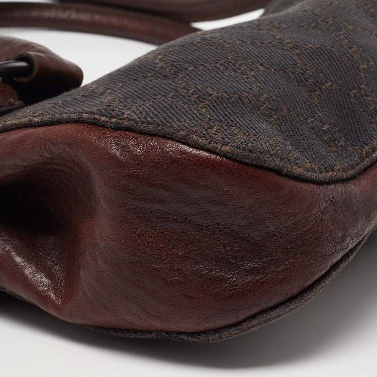 Pre Owned Gucci Brown GG Canvas and Leather Satchel