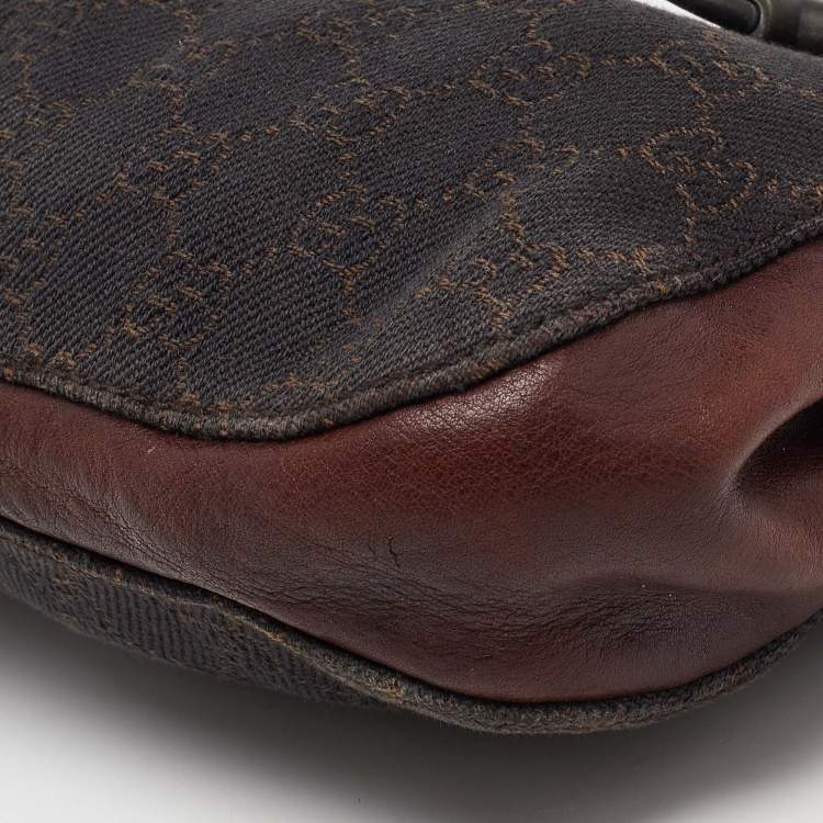 Pre Owned Gucci Brown GG Canvas and Leather Satchel