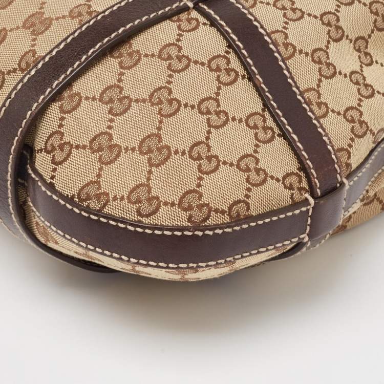 Pre Owned Gucci Beige/Ebony GG Canvas and Leather Royal Hobo