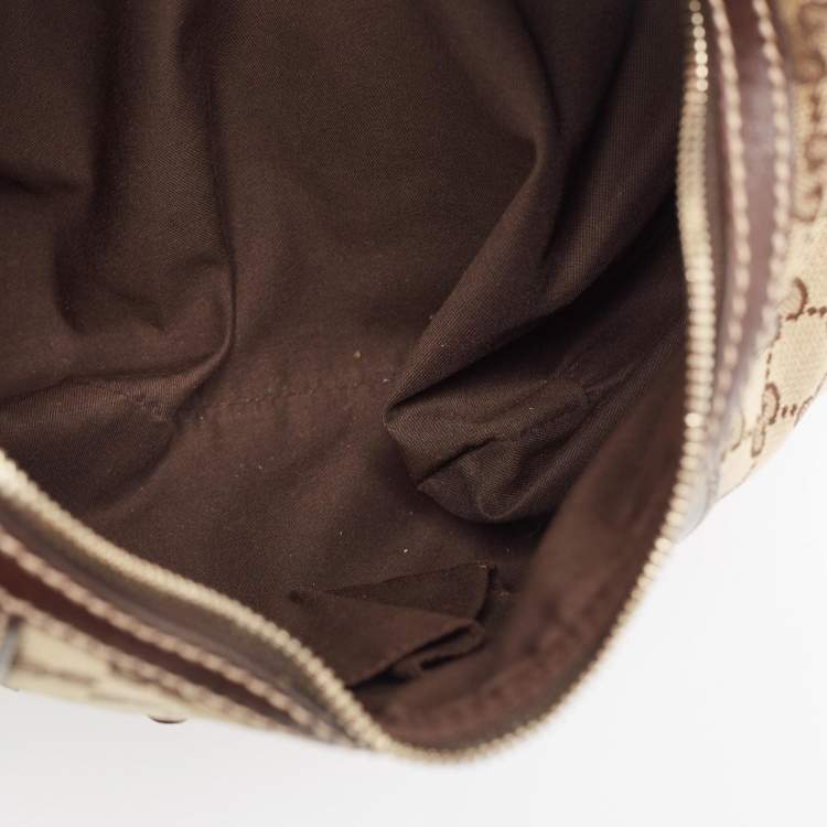 Pre Owned Gucci Beige/Ebony GG Canvas and Leather Royal Hobo
