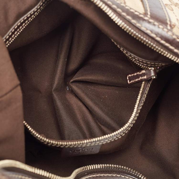 Pre Owned Gucci Beige/Ebony GG Canvas and Leather Royal Hobo