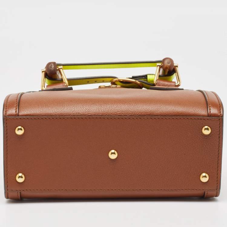 Pre Owned Gucci Brown Leather Mini Diana Tote