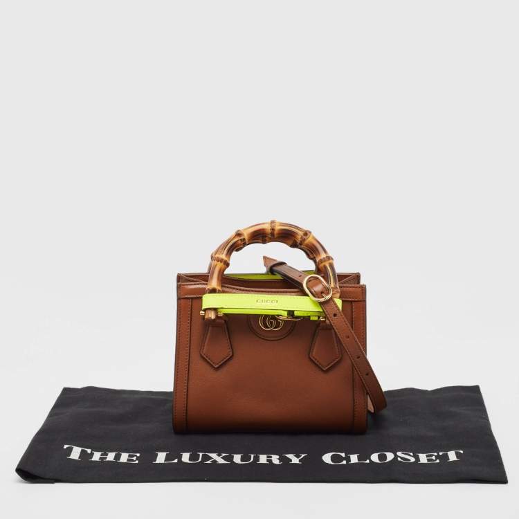 Pre Owned Gucci Brown Leather Mini Diana Tote