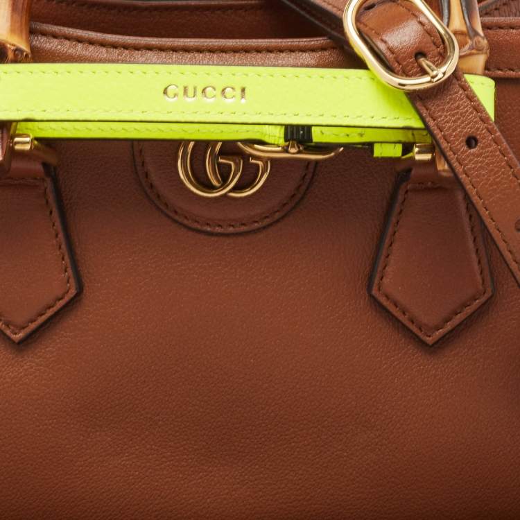 Pre Owned Gucci Brown Leather Mini Diana Tote