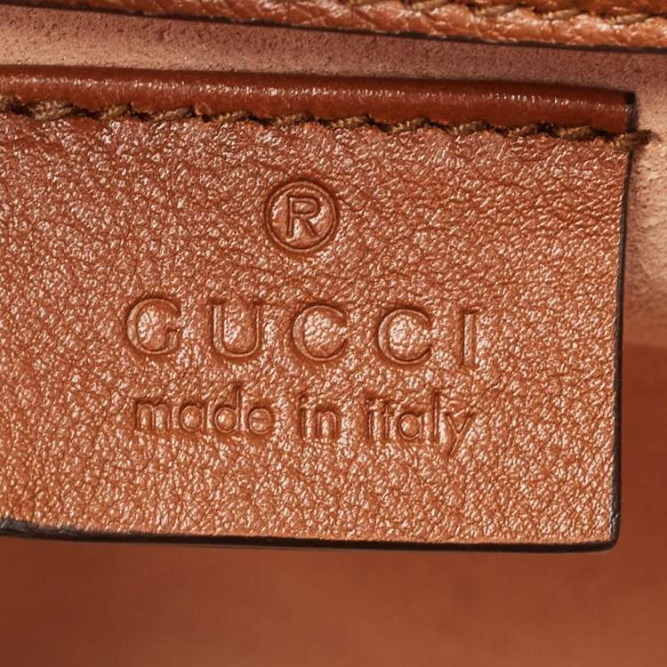 Pre Owned Gucci Brown Leather Mini Diana Tote