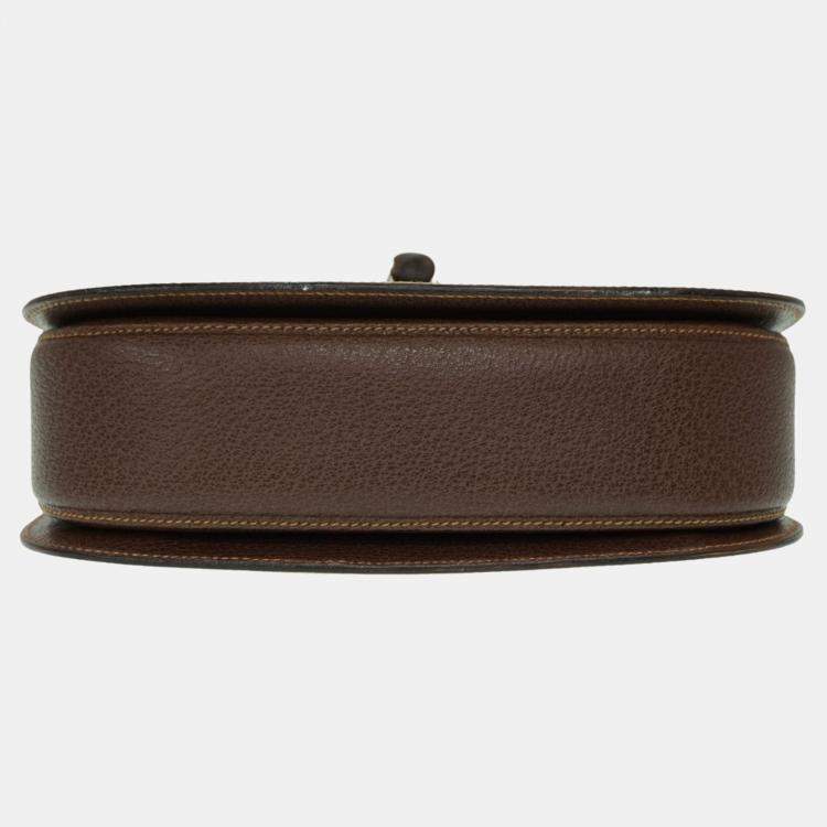 Pre Owned Gucci Brown Leather Bamboo 1947 Top Handle Bag