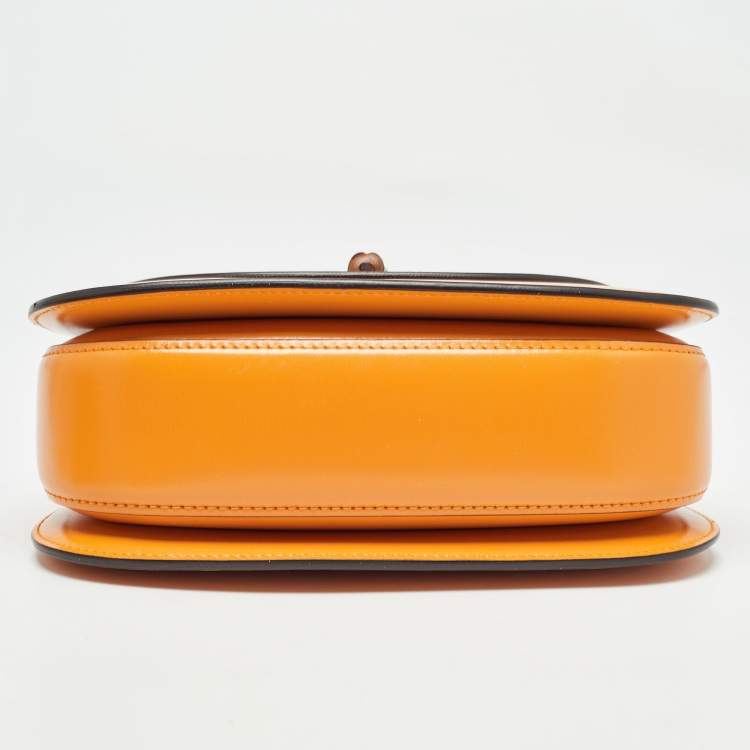 Pre Owned Gucci Tan Glazed Leather Small Bamboo 1947 Top Handle Bag