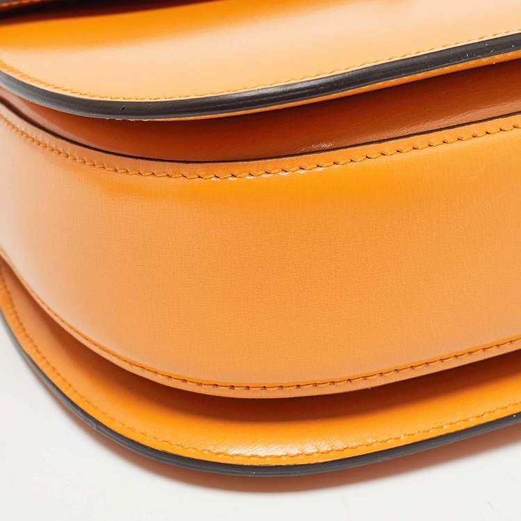 Pre Owned Gucci Tan Glazed Leather Small Bamboo 1947 Top Handle Bag