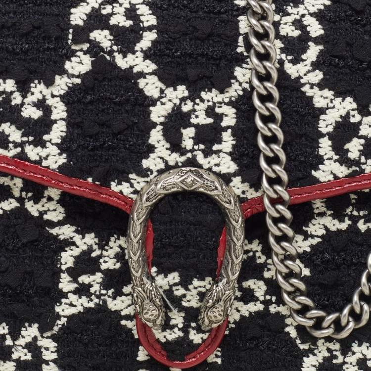 Pre Owned Gucci Tri Color GG Tweed and Leather Dionysus Wallet On Chain