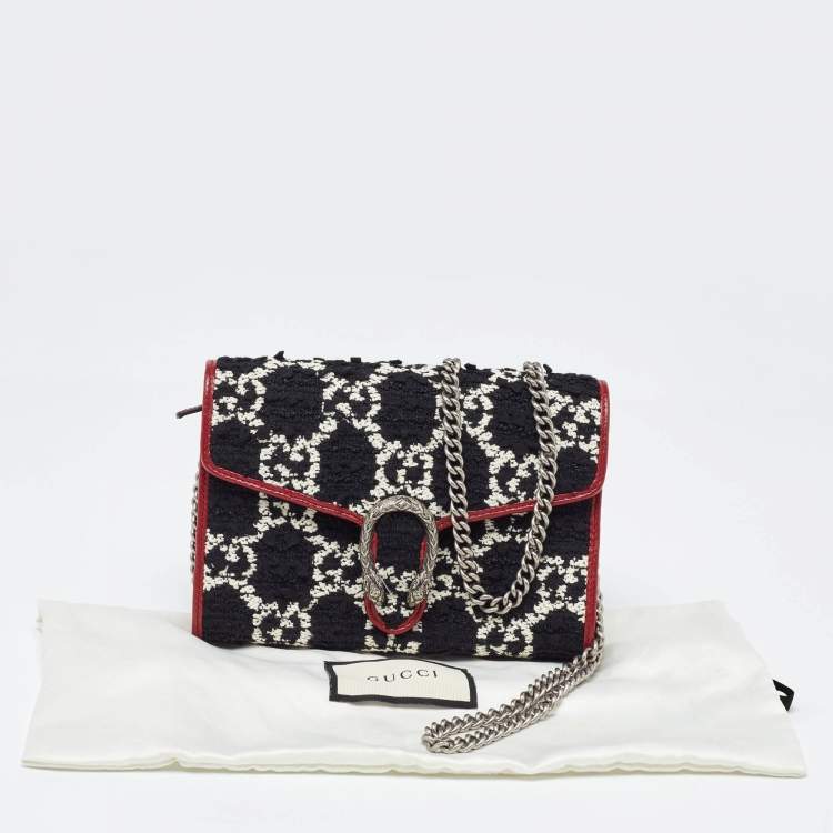 Pre Owned Gucci Tri Color GG Tweed and Leather Dionysus Wallet On Chain