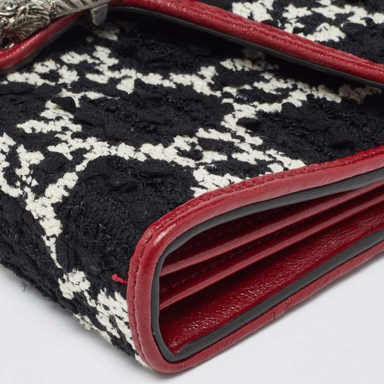 Pre Owned Gucci Tri Color GG Tweed and Leather Dionysus Wallet On Chain