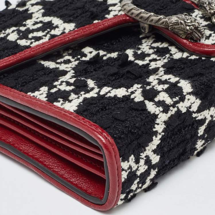 Pre Owned Gucci Tri Color GG Tweed and Leather Dionysus Wallet On Chain