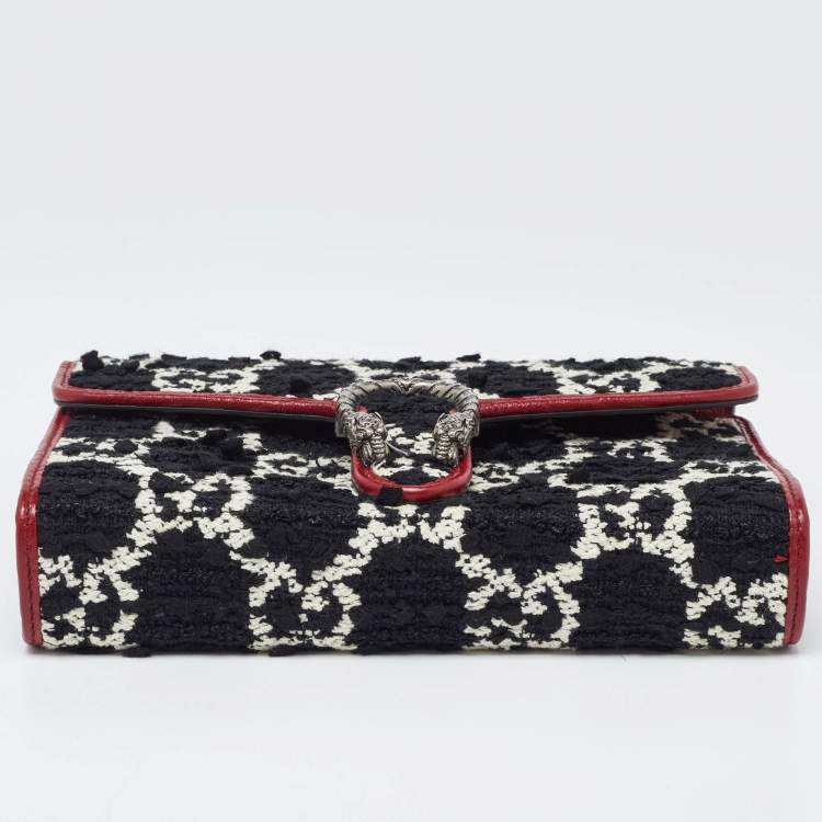 Pre Owned Gucci Tri Color GG Tweed and Leather Dionysus Wallet On Chain