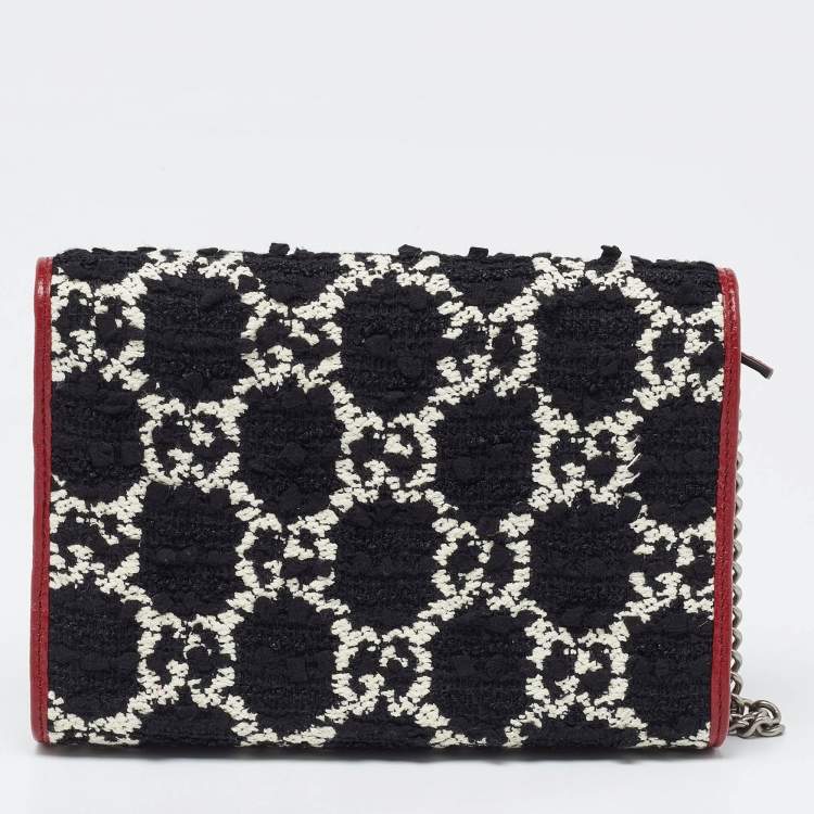 Pre Owned Gucci Tri Color GG Tweed and Leather Dionysus Wallet On Chain
