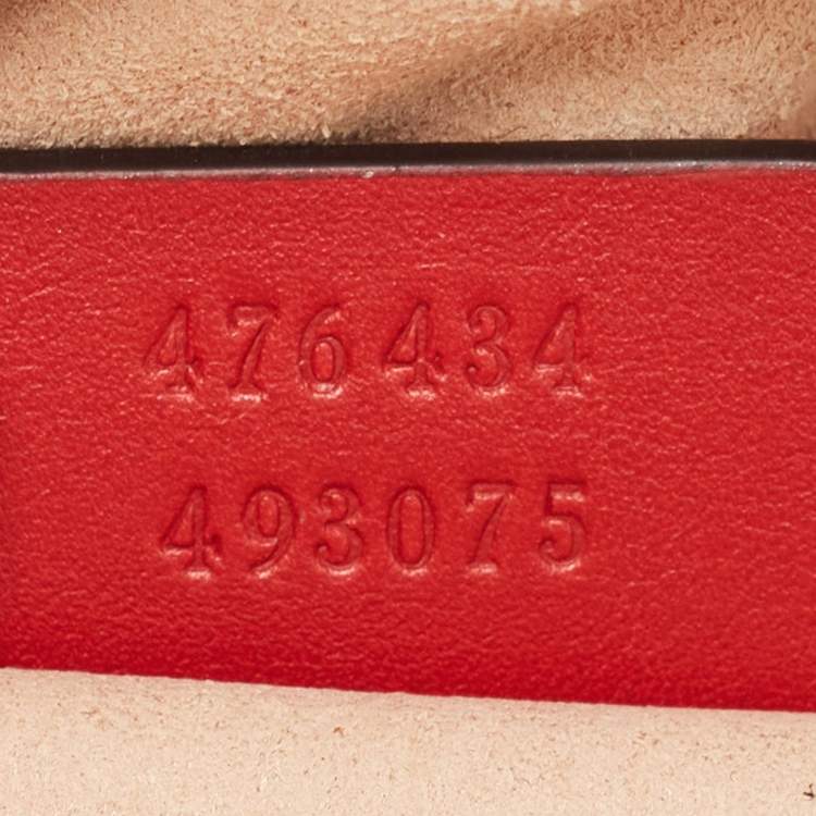 Pre Owned Gucci Red Matelassé Leather Mini GG Marmont Belt Bag