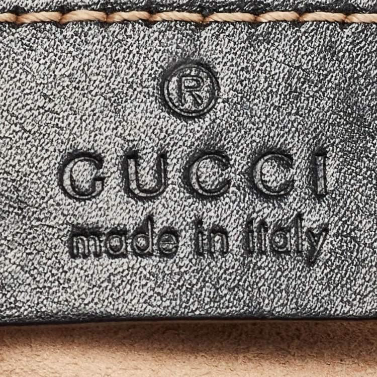 Pre Owned Gucci Black Matelassé Leather Mini GG Marmont Belt Bag
