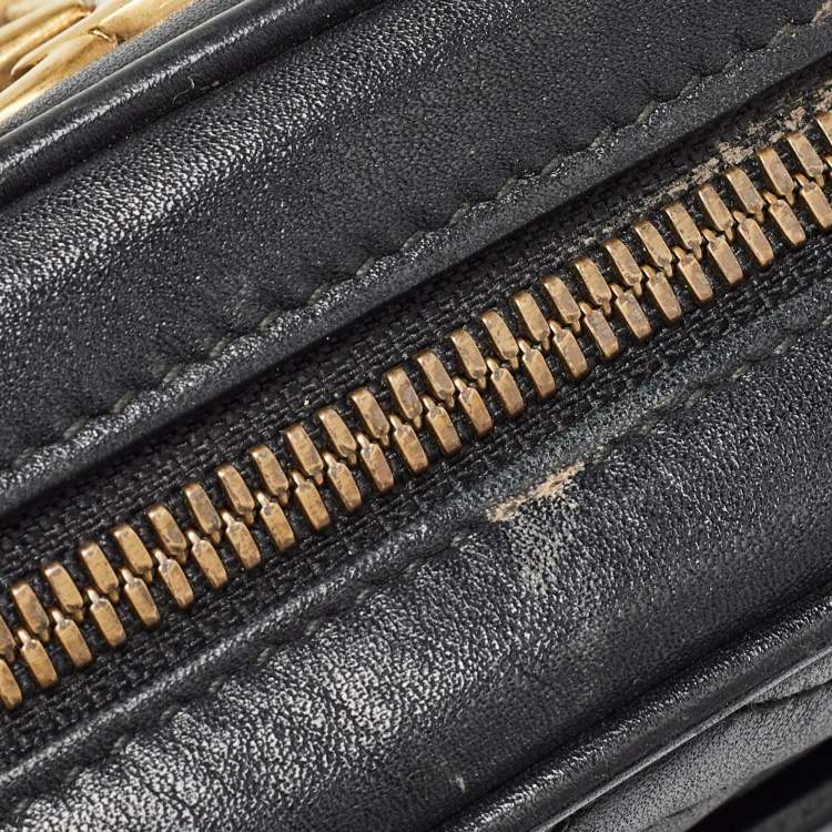 Pre Owned Gucci Black Matelassé Leather Mini GG Marmont Belt Bag