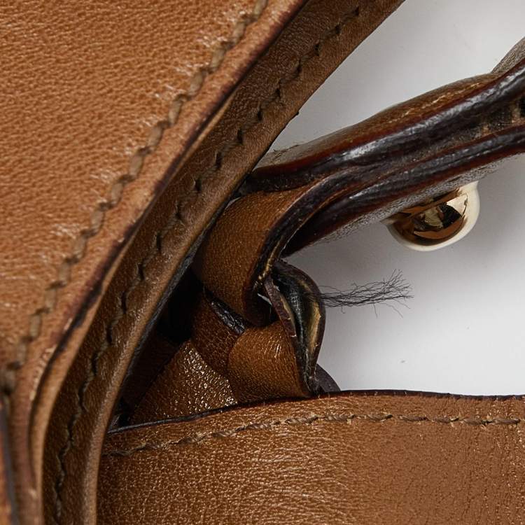 Pre Owned Gucci Beige GG Suede and Leather Pelham Flap Hobo