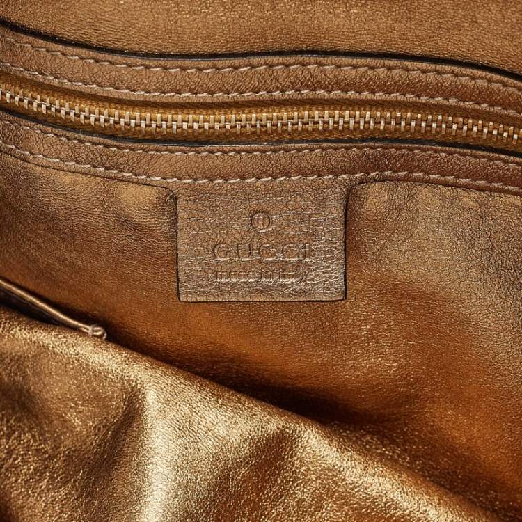 Pre Owned Gucci Black/Gold Hysteria Embossed Suede Large Indy Hobo