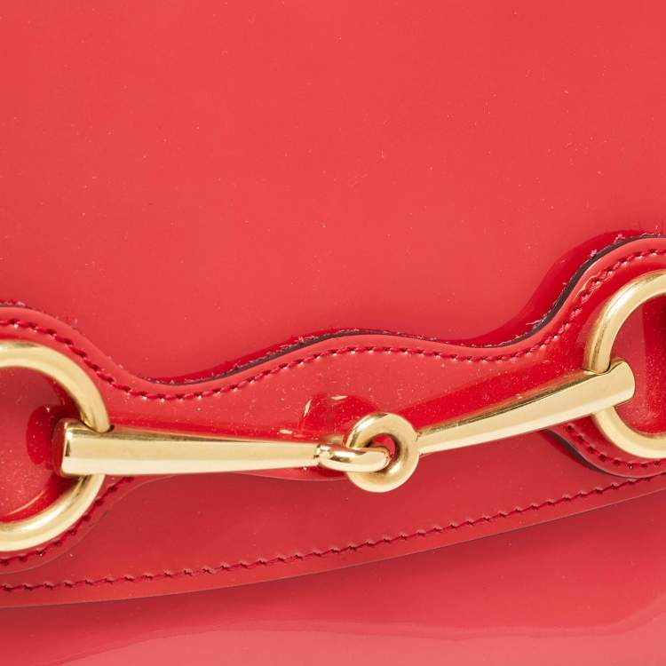 Pre Owned Gucci Red Patent Leather Bright Bit Clutch