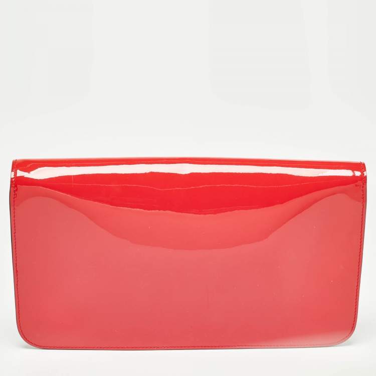 Pre Owned Gucci Red Patent Leather Bright Bit Clutch