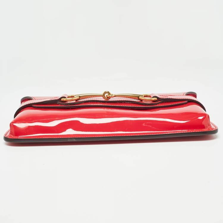 Pre Owned Gucci Red Patent Leather Bright Bit Clutch
