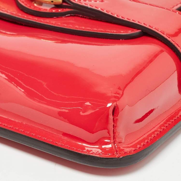 Pre Owned Gucci Red Patent Leather Bright Bit Clutch