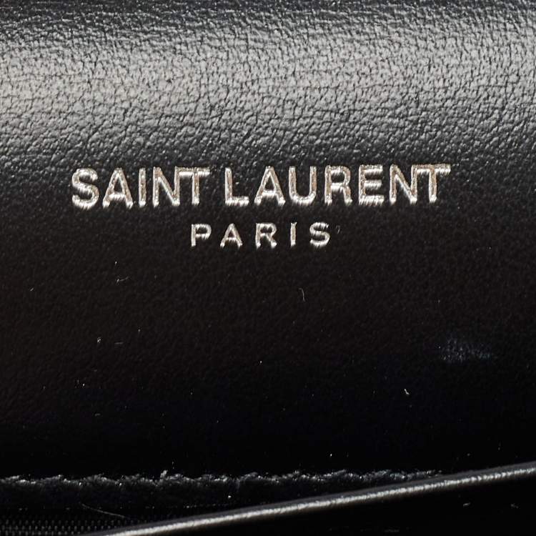 Pre Owned Gucci Black Matelassé Leather GG Marmont Chain Clutch 