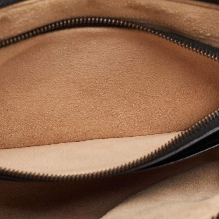 Pre Owned Gucci Black Matelassé Leather GG Marmont Chain Clutch 